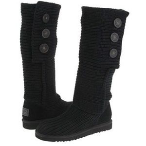 UGGS Cardy black sweater knit tall boots 6